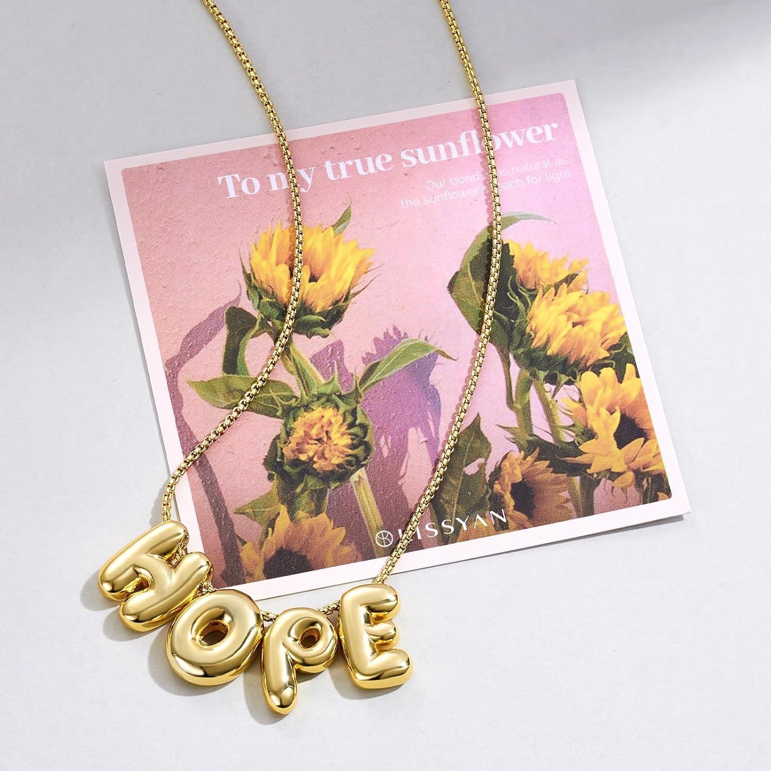 imageKissYan Mama Necklace for Women 14K Gold Plated Bubble Love Bff Pendant Necklace for New Mum Wife Fashion Jewelry Gift for Mothers DayHOPE