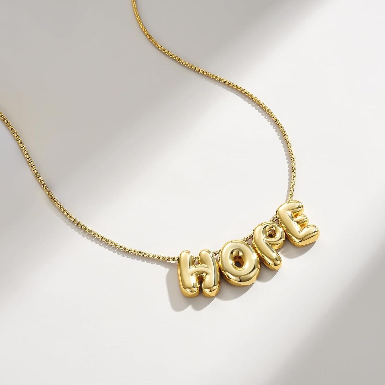 imageKissYan Mama Necklace for Women 14K Gold Plated Bubble Love Bff Pendant Necklace for New Mum Wife Fashion Jewelry Gift for Mothers DayHOPE