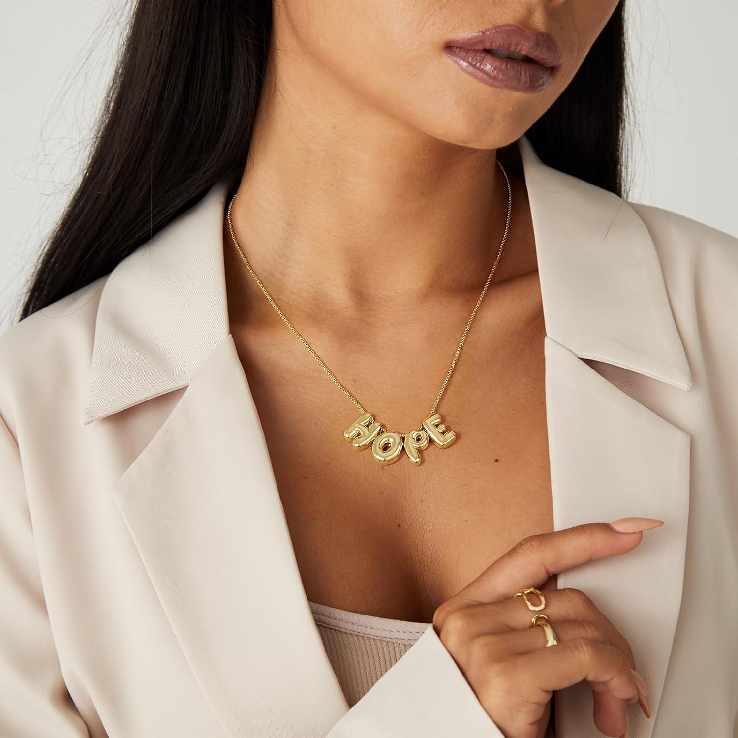 imageKissYan Mama Necklace for Women 14K Gold Plated Bubble Love Bff Pendant Necklace for New Mum Wife Fashion Jewelry Gift for Mothers DayHOPE