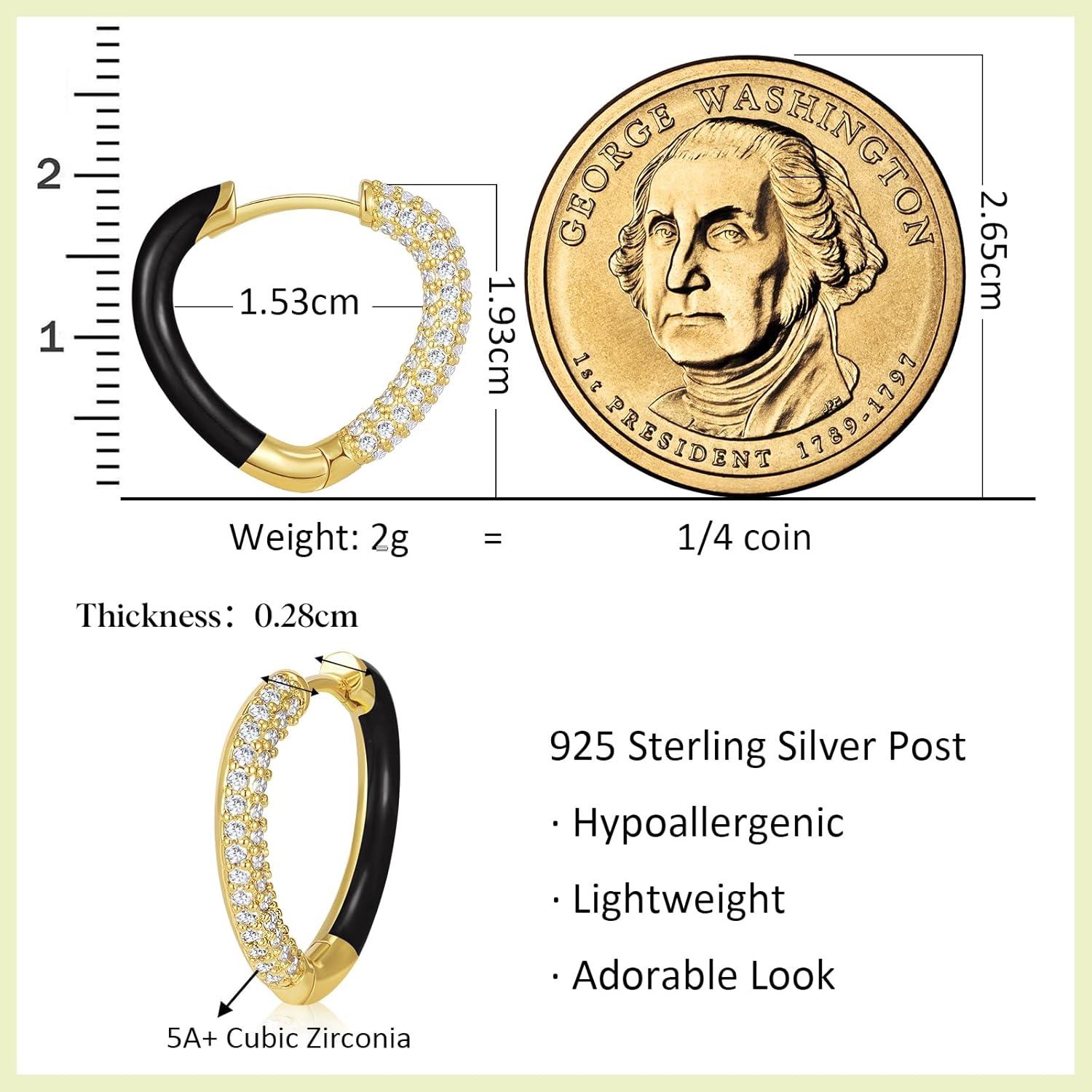 imageKissYan Gold Huggie Enamel Earrings for Women 14K Gold Plated Cute Colorful Small Hoop CZ Lightweight Hypoallergenic Cuff Earrings Fashion Jewelry Gifts