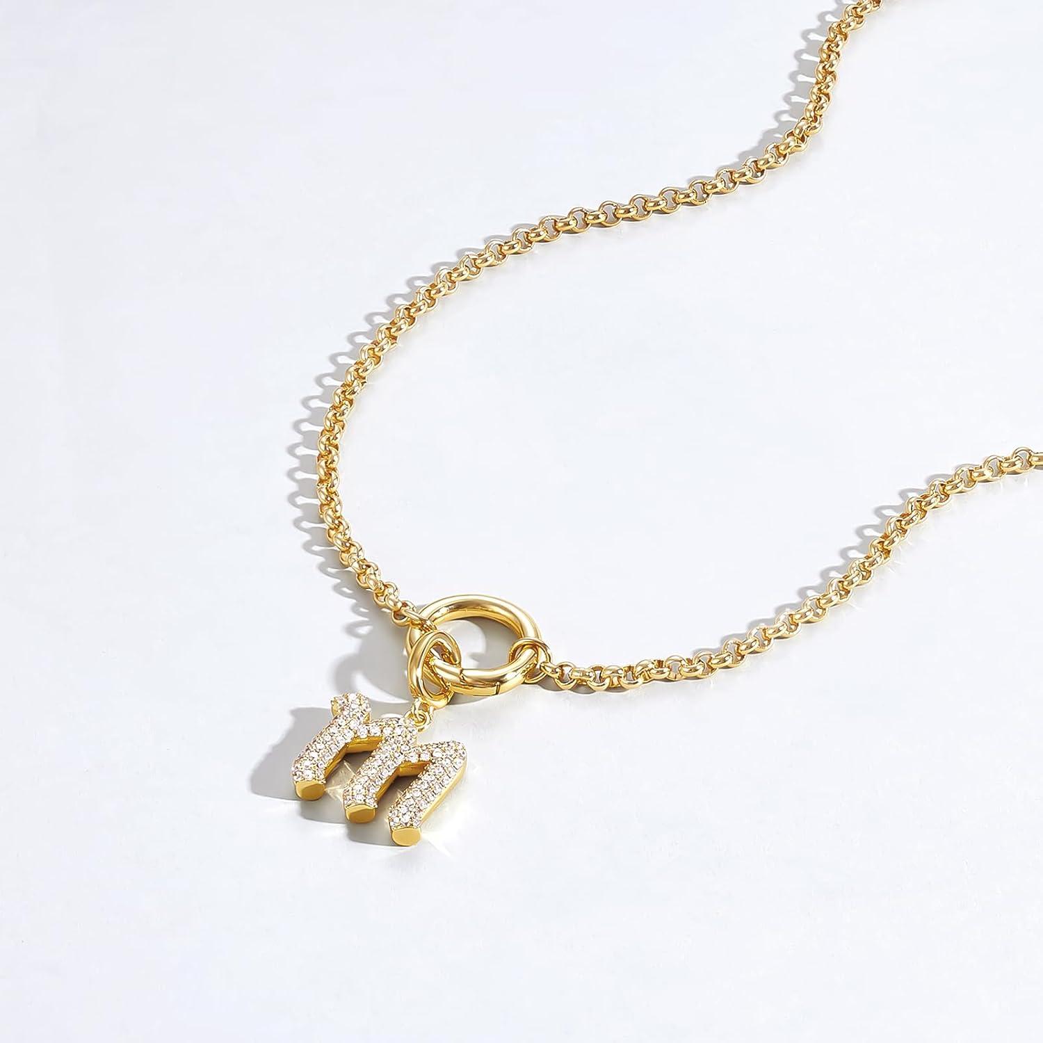 imageKissYan Custom Charm Necklaces for Women 14K Gold Plated Initial Letter Pendant Box Chain Necklace Dainty Jewelry GiftGold X