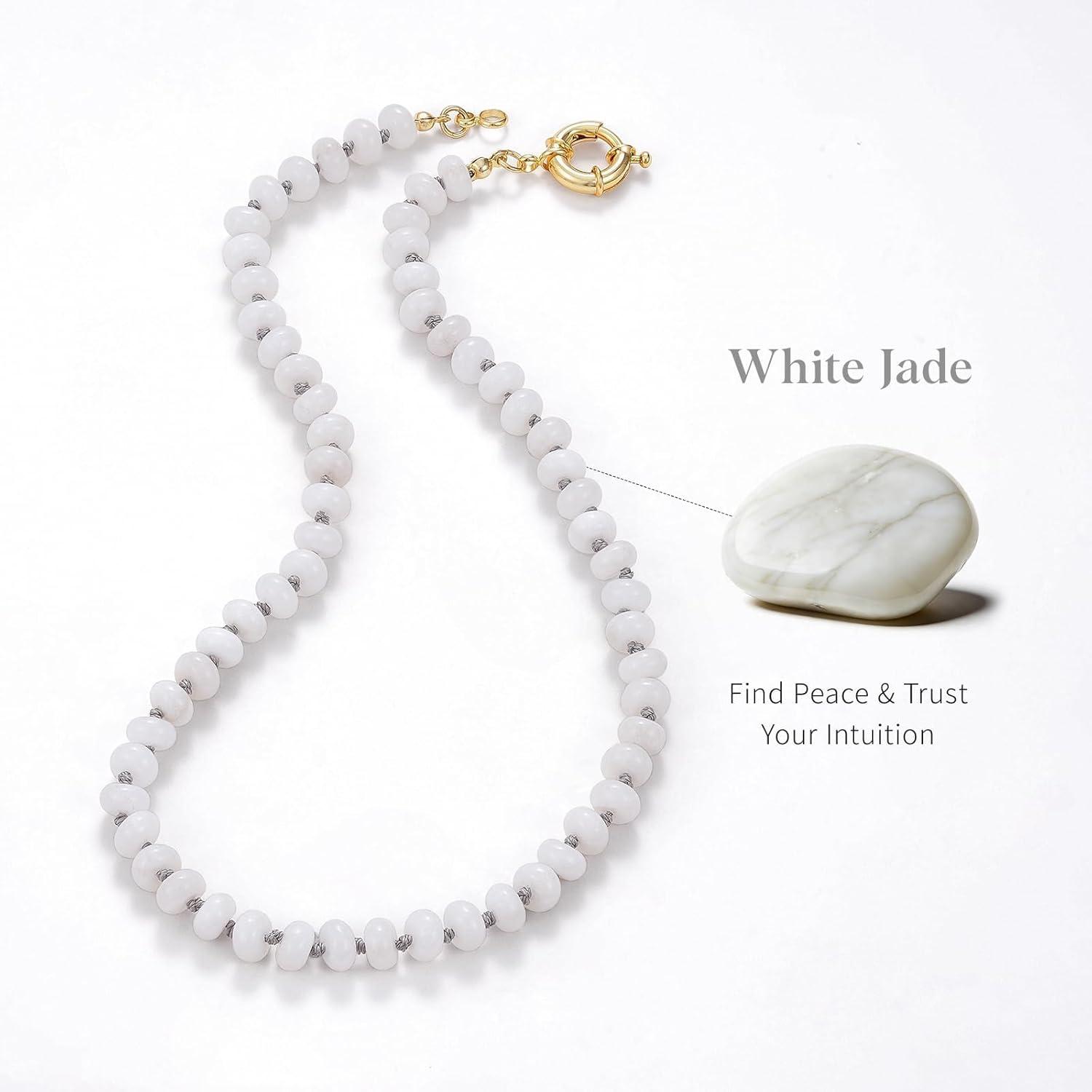 imageKissYan Beaded Gemstone Necklace for Women Natural Stone Beach bead Necklace 18 Boho Summer Handmade Jewelry GiftsCloud Dancer