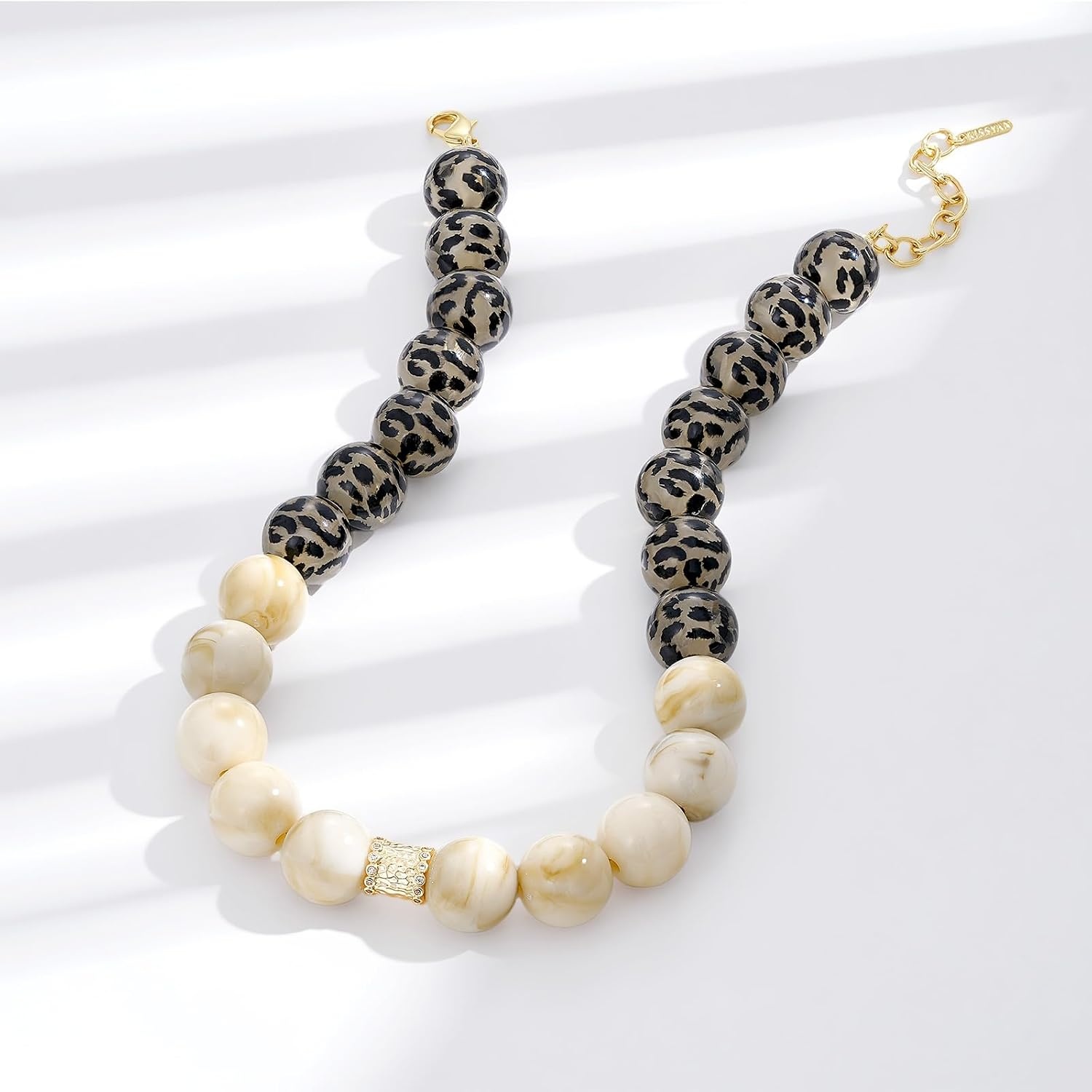 image:imageKissYan Chunky Resin Bead Jewelry Collection for Women Leopard Print Statement Necklaces and Matching Jewelry Sets Bold Fashion Accessories for Daily Wear Parties and GiftsNecklace