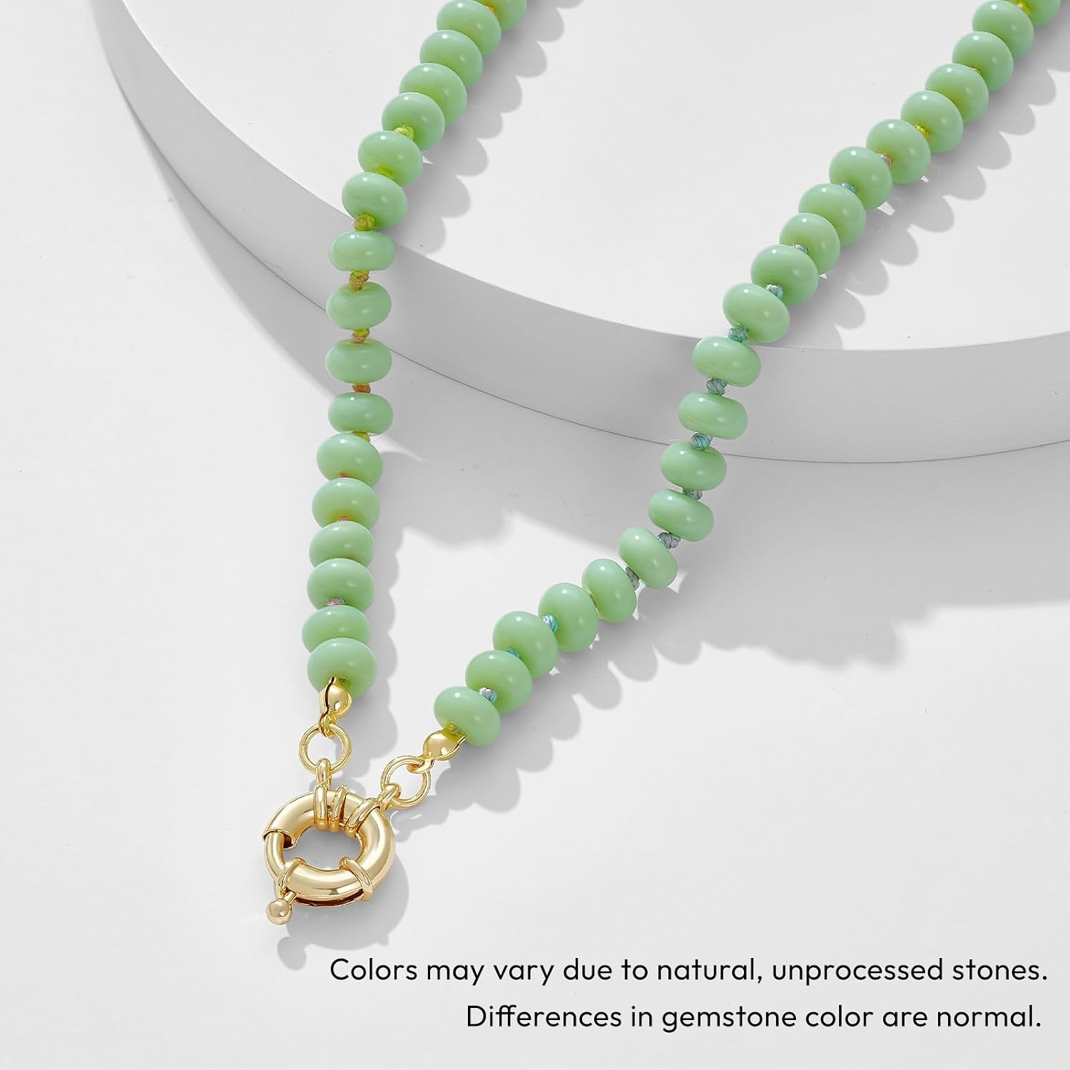 image:imageKissYan Beaded Necklaces for Women Natural Chunky Gemstone Summer ChokerApple Green