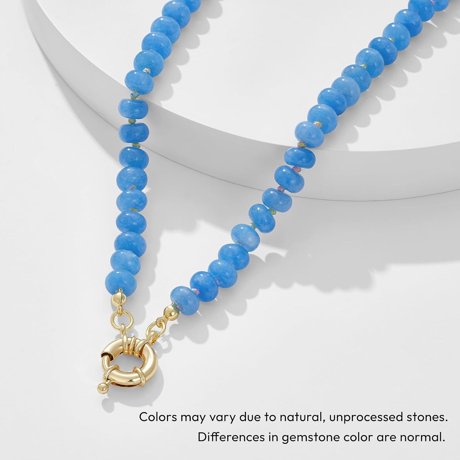image:imageKissYan Beaded Necklaces for Women Natural Chunky Gemstone Summer ChokerBlue