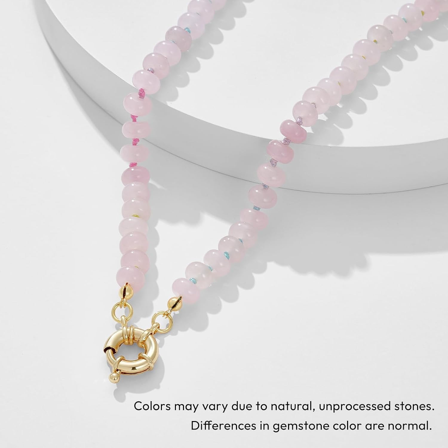 image:imageKissYan Beaded Necklaces for Women Natural Chunky Gemstone Summer ChokerPale Rose