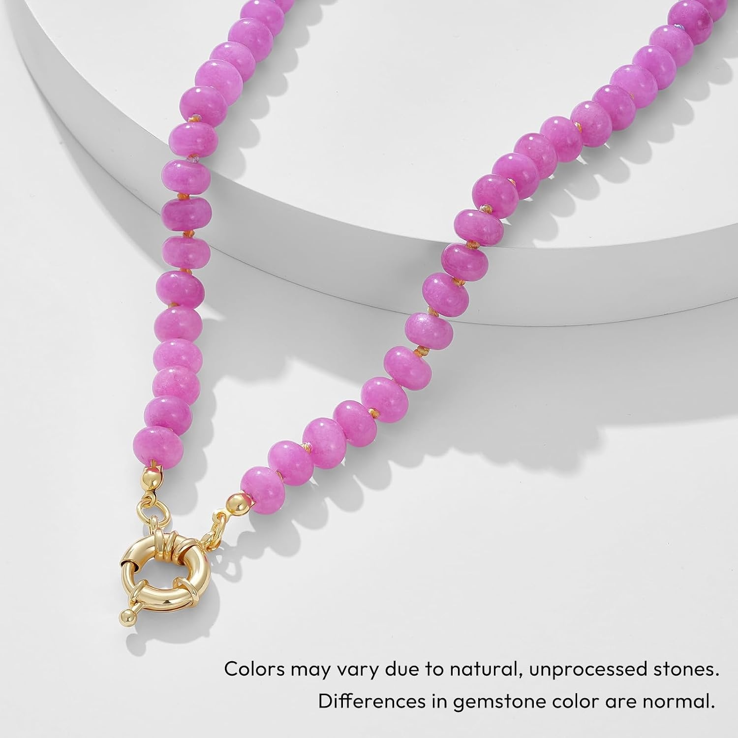image:imageKissYan Beaded Necklaces for Women Natural Chunky Gemstone Summer ChokerPink
