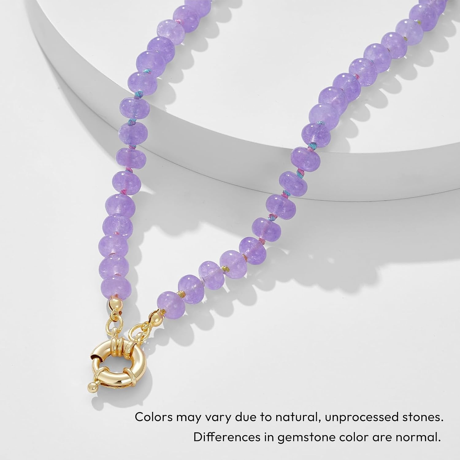 image:imageKissYan Beaded Necklaces for Women Natural Chunky Gemstone Summer ChokerPurple