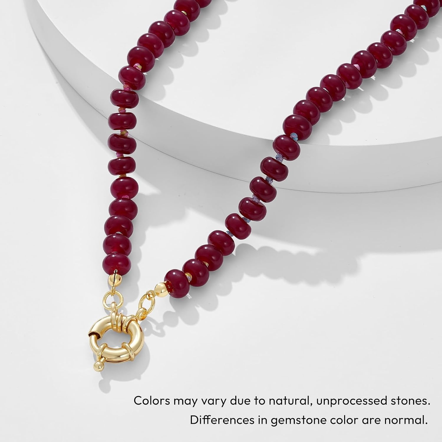 image:imageKissYan Beaded Necklaces for Women Natural Chunky Gemstone Summer ChokerRust Red