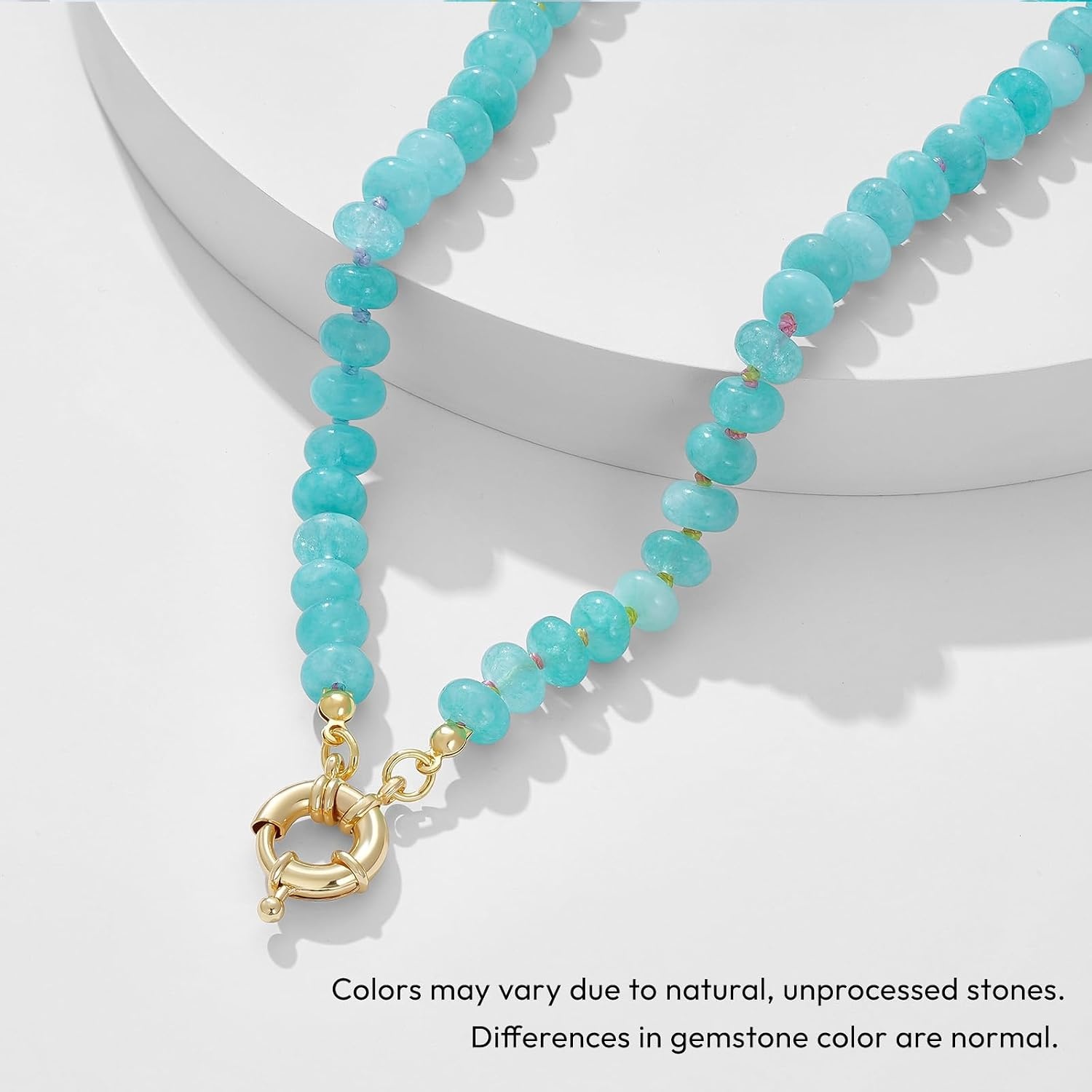 image:imageKissYan Beaded Necklaces for Women Natural Chunky Gemstone Summer ChokerTeal