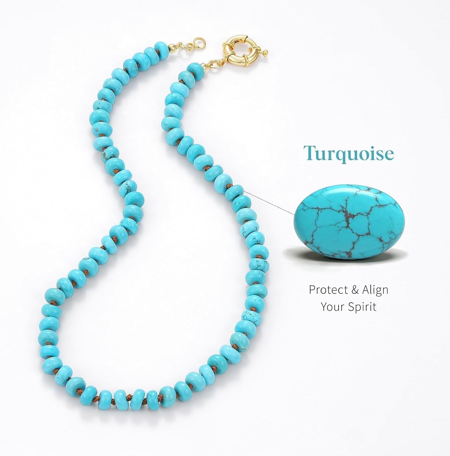 image:imageKissYan Beaded Necklaces for Women Natural Chunky Gemstone Summer ChokerTurquoise Green