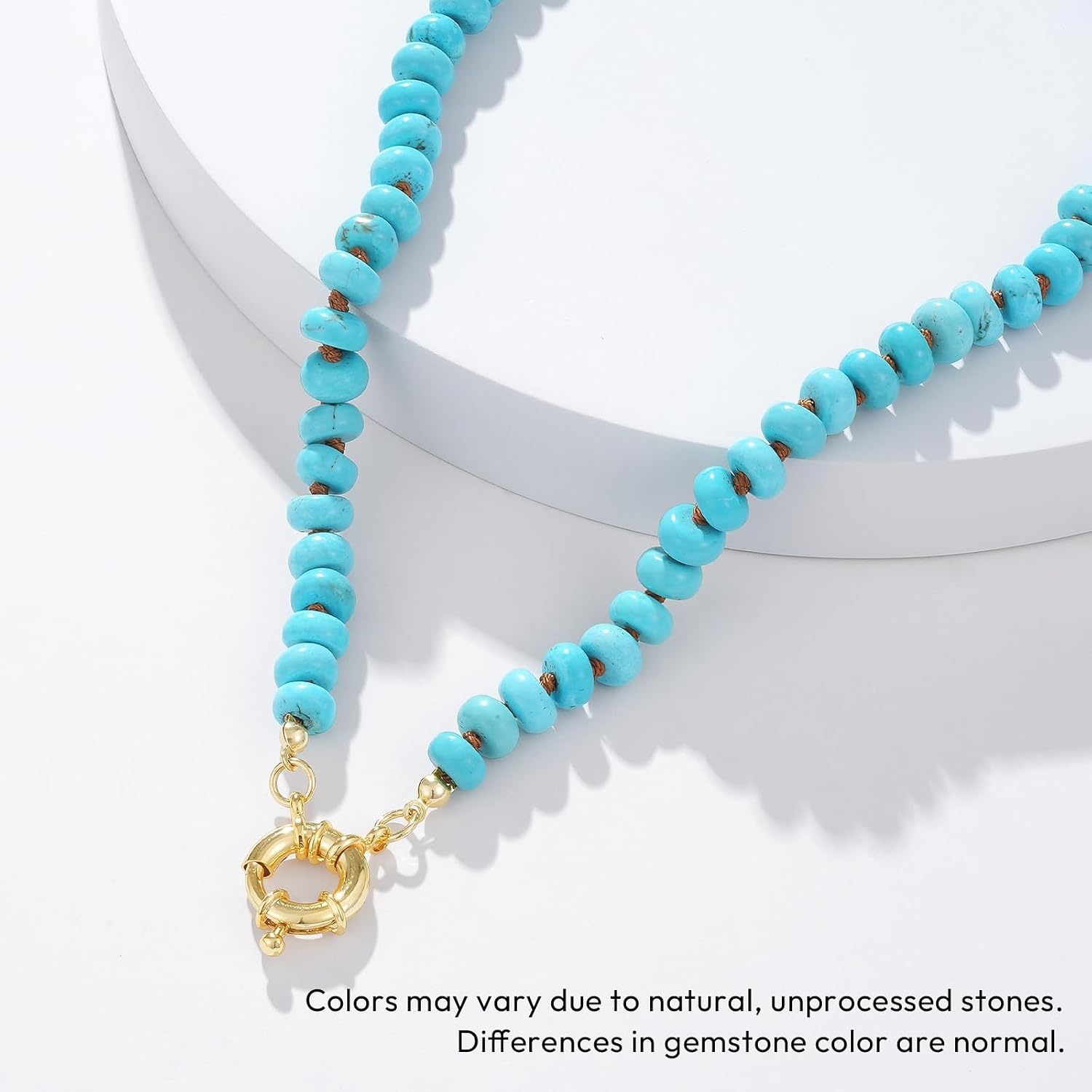 image:imageKissYan Beaded Necklaces for Women Natural Chunky Gemstone Summer ChokerTurquoise Green