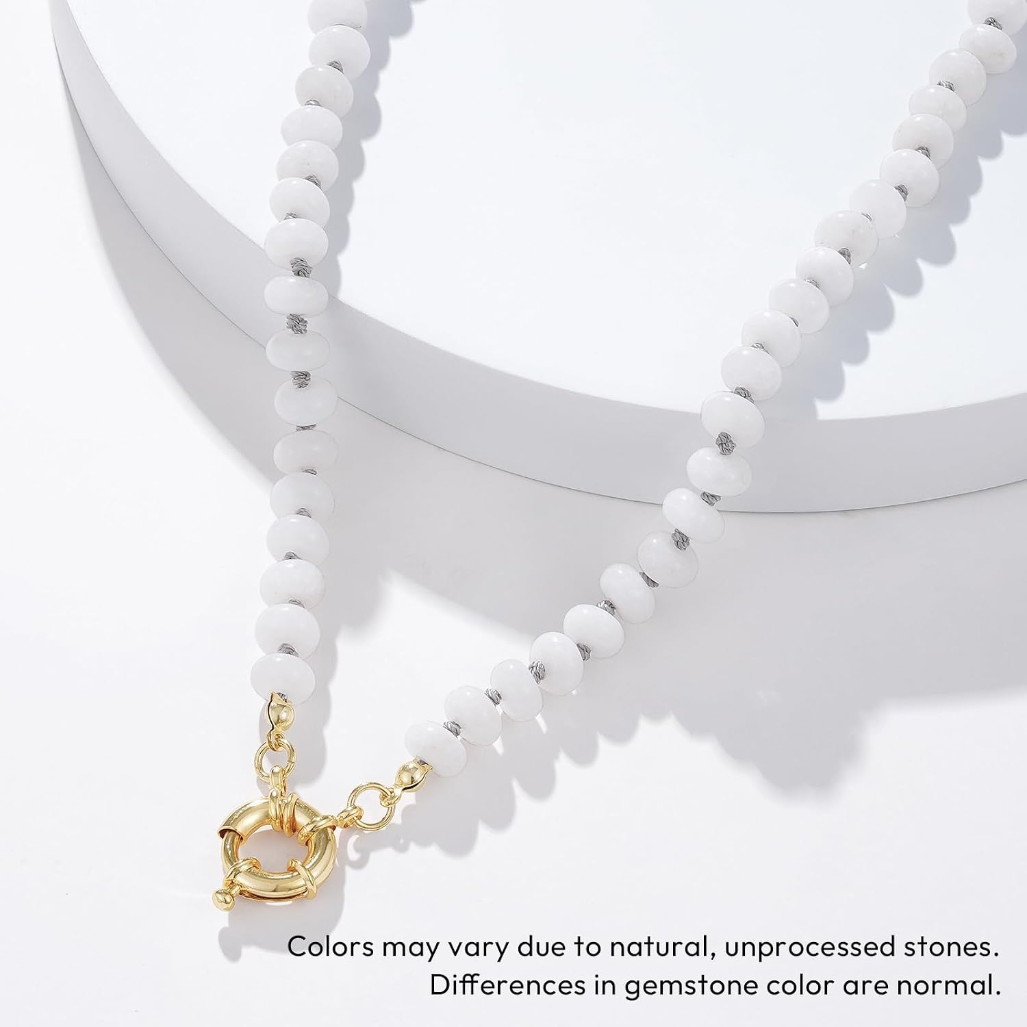 image:imageKissYan Beaded Necklaces for Women Natural Chunky Gemstone Summer ChokerWhite