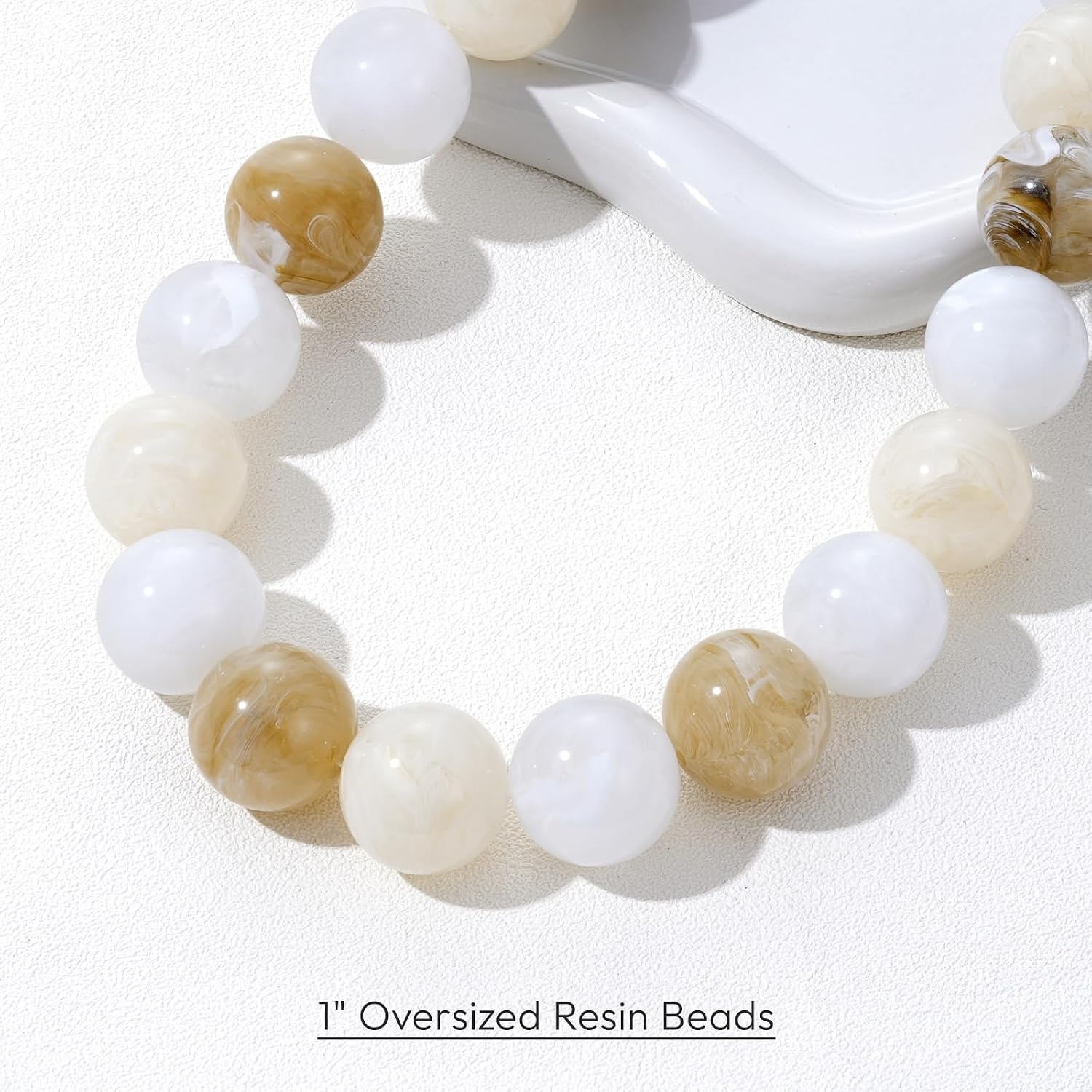 image:imageKissYan Chunky Beaded Necklace for WomenOffwhite Swirl