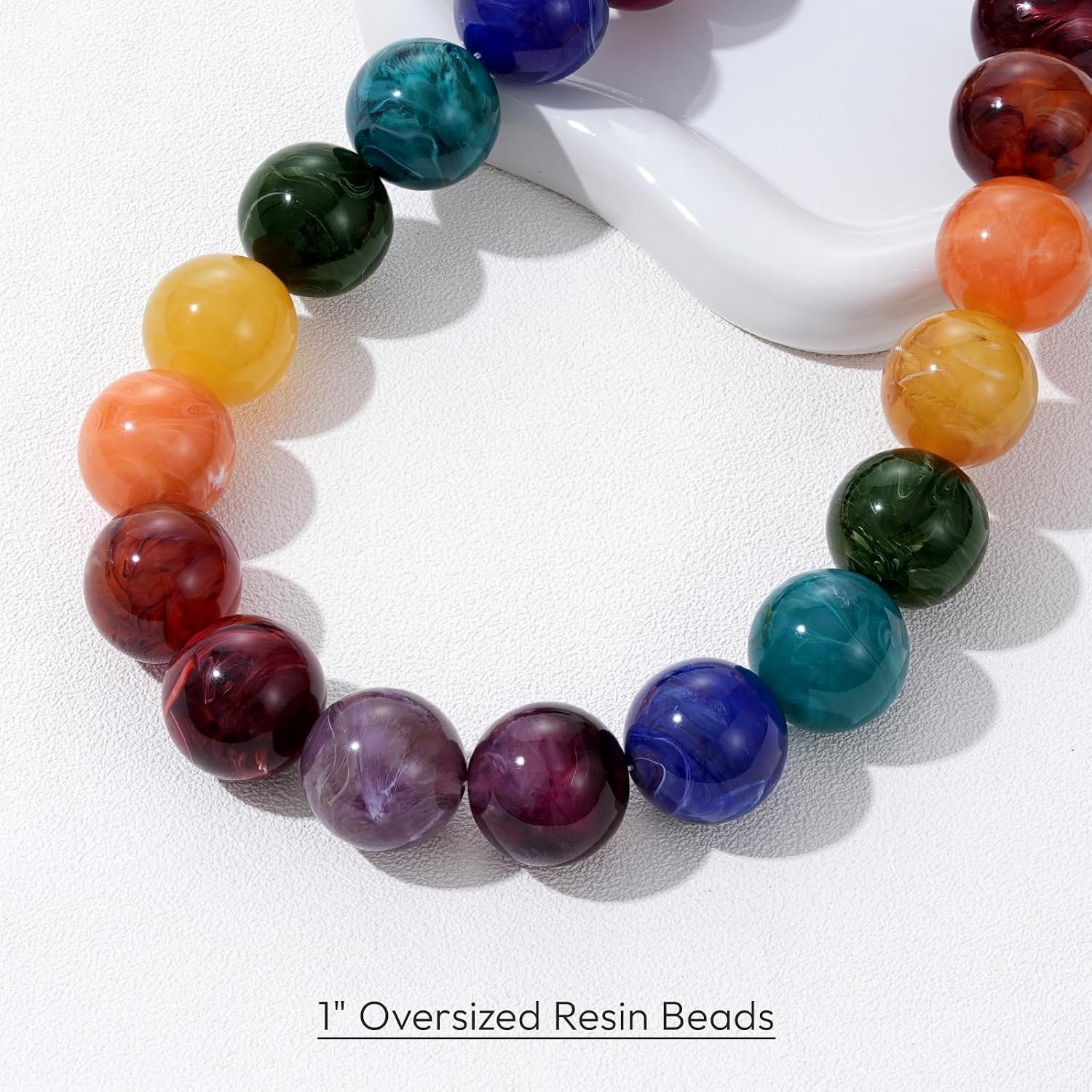 image:imageKissYan Chunky Beaded Necklace for WomenRainbow Swirl
