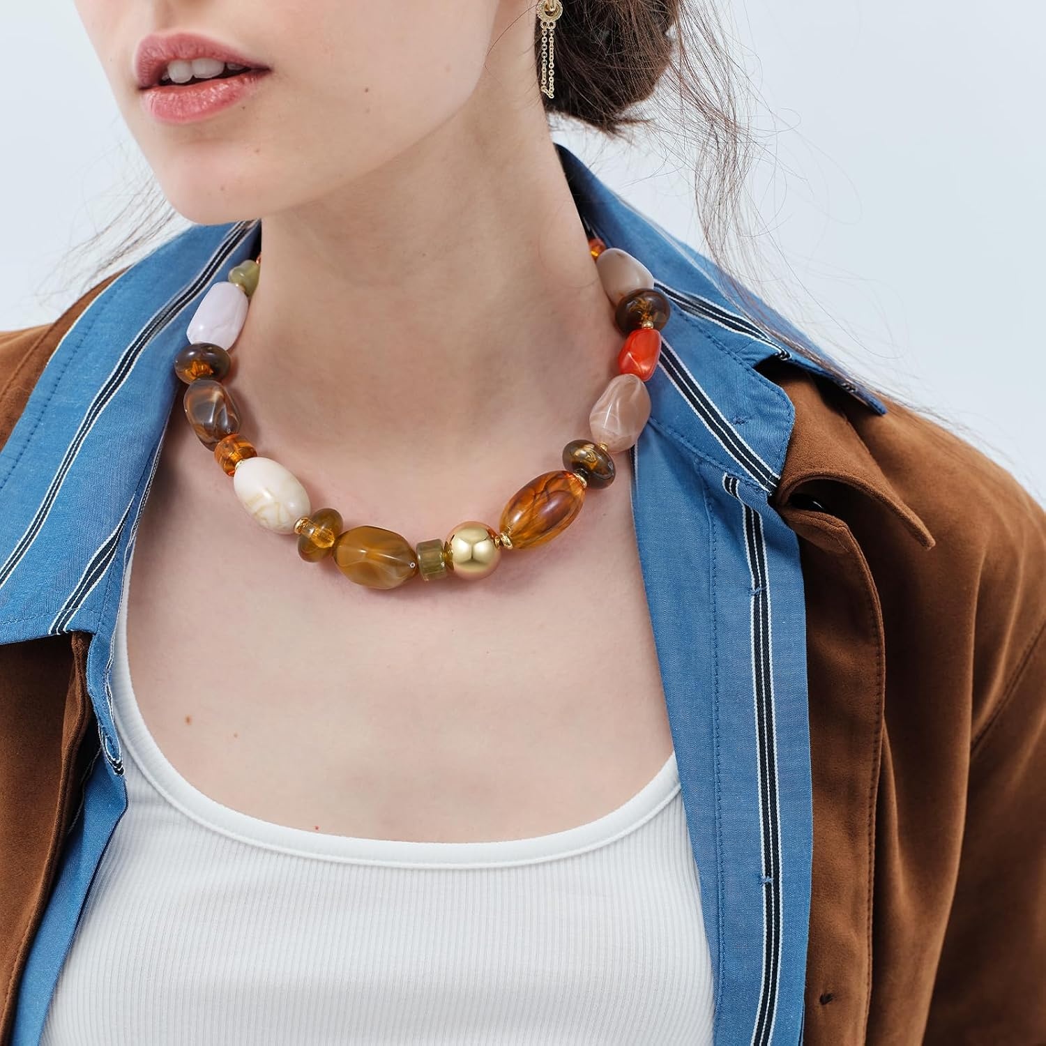 image:imageKissYan Chunky Beaded Necklaces for Women Resin Statement Bead ChokerMaillard