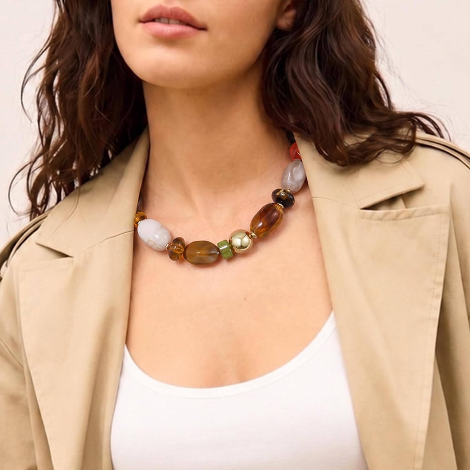 image:imageKissYan Chunky Beaded Necklaces for Women Resin Statement Bead ChokerMaillard