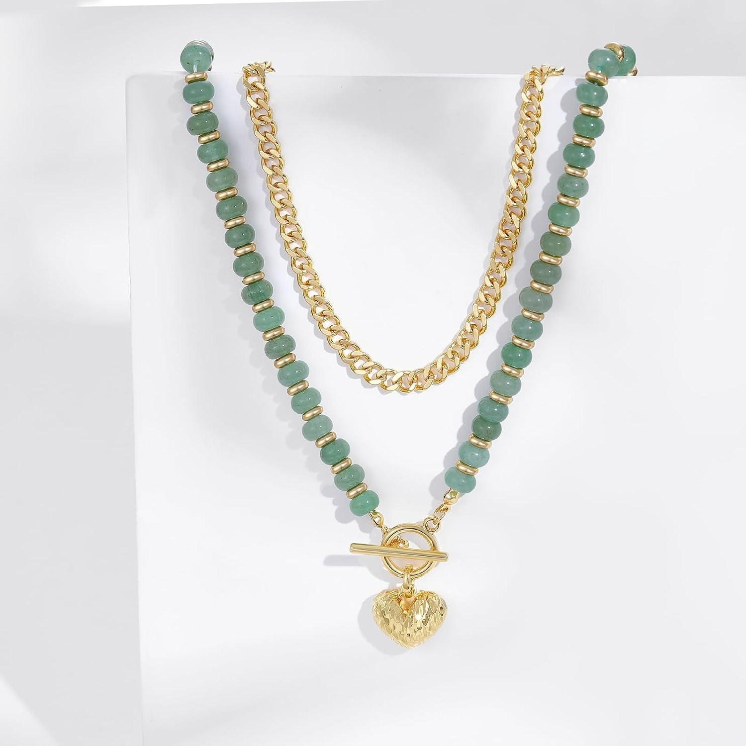 image:imageKissYan Natural Stone Beaded Necklaces for WomenSage Green