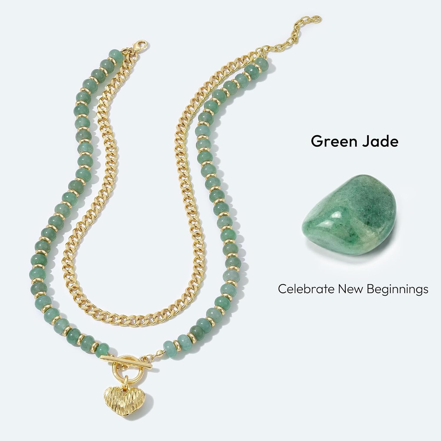 image:imageKissYan Natural Stone Beaded Necklaces for WomenSage Green