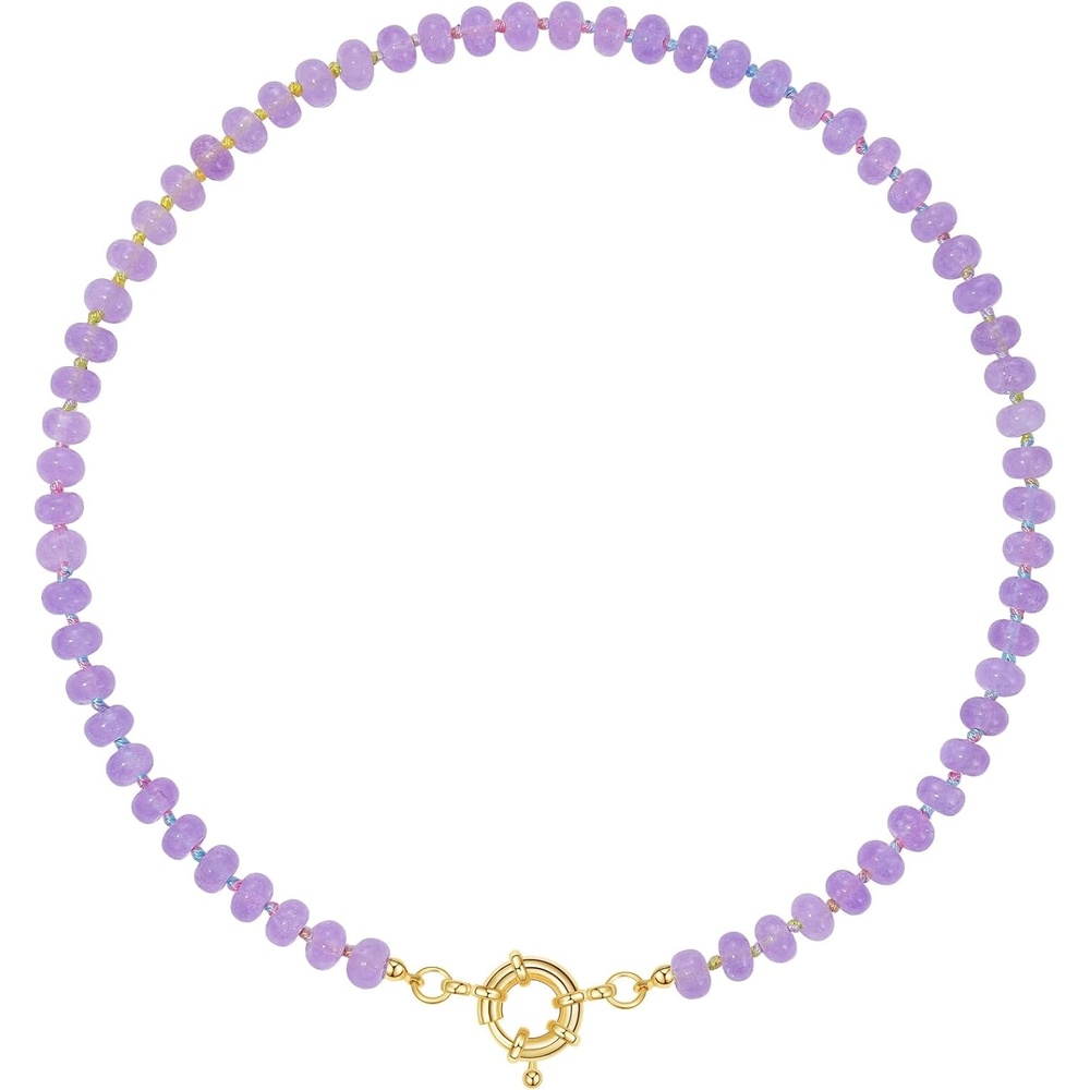 image:imageKissYan Beaded Necklaces for Women Natural Chunky Gemstone Summer ChokerPurple