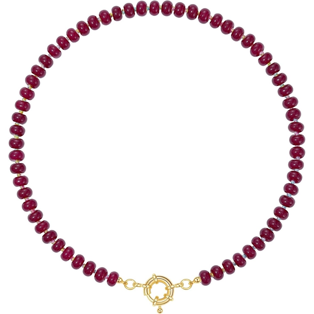 image:imageKissYan Beaded Necklaces for Women Natural Chunky Gemstone Summer ChokerRust Red