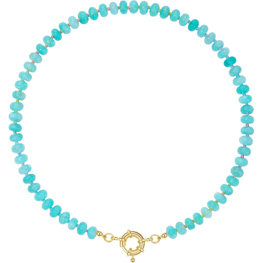 image:imageKissYan Beaded Necklaces for Women Natural Chunky Gemstone Summer ChokerTeal