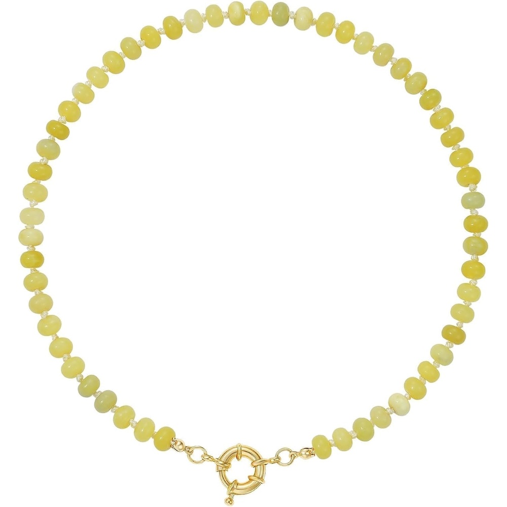 image:imageKissYan Beaded Necklaces for Women Natural Chunky Gemstone Summer ChokerYellow