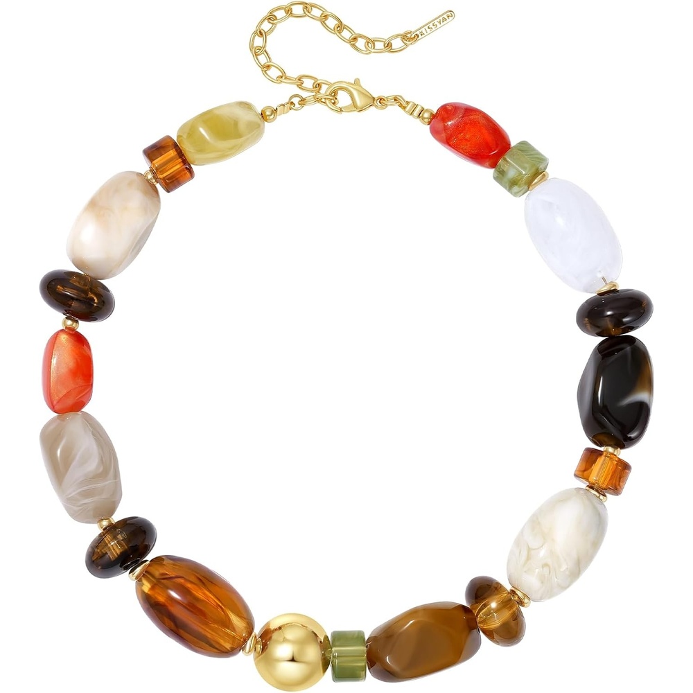 image:imageKissYan Chunky Beaded Necklaces for Women Resin Statement Bead ChokerMaillard