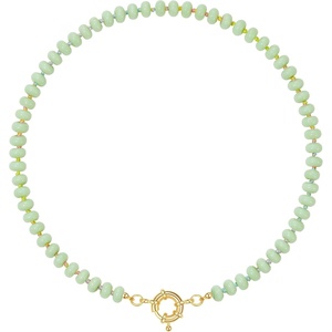 KissYan Beaded Necklaces for Women, Natural Chunky Gemstone Summer Choker(Apple Green)