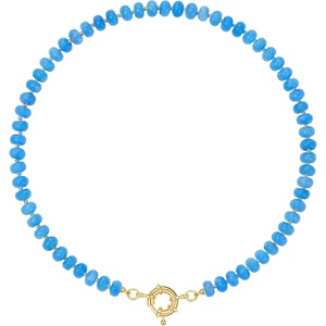 KissYan Beaded Necklaces for Women, Natural Chunky Gemstone Summer Choker(Blue)