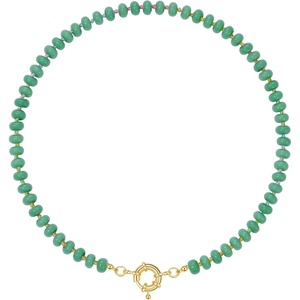 KissYan Beaded Necklaces for Women, Natural Chunky Gemstone Summer Choker(Moss Green)