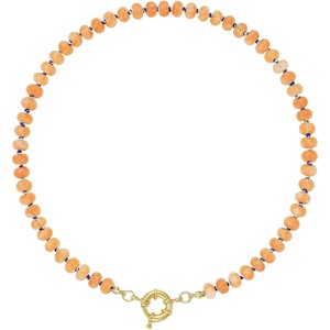 KissYan Beaded Necklaces for Women, Natural Chunky Gemstone Summer Choker(Orange)