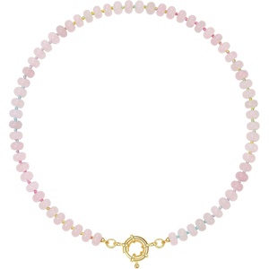 KissYan Beaded Necklaces for Women, Natural Chunky Gemstone Summer Choker(Pale Rose)