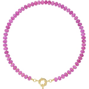 KissYan Beaded Necklaces for Women, Natural Chunky Gemstone Summer Choker(Pink)