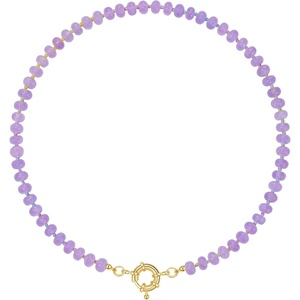 KissYan Beaded Necklaces for Women, Natural Chunky Gemstone Summer Choker(Purple)