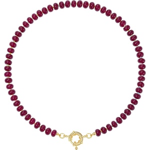 KissYan Beaded Necklaces for Women, Natural Chunky Gemstone Summer Choker(Rust Red)