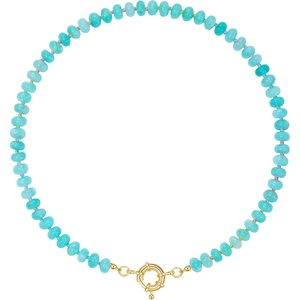 KissYan Beaded Necklaces for Women, Natural Chunky Gemstone Summer Choker(Teal)