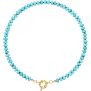 KissYan Beaded Necklaces for Women, Natural Chunky Gemstone Summer Choker(Turquoise Green)
