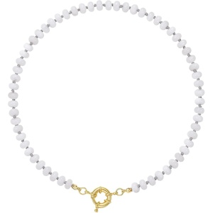 KissYan Beaded Necklaces for Women, Natural Chunky Gemstone Summer Choker(White)