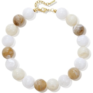 KissYan Chunky Beaded Necklace for Women(Off-white Swirl)