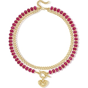 KissYan Natural Stone Beaded Necklaces for Women(Cranberry Red)