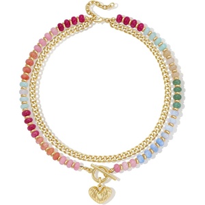 KissYan Natural Stone Beaded Necklaces for Women(Pastel Rainbow)