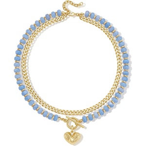 KissYan Natural Stone Beaded Necklaces for Women(Periwinkle Blue)