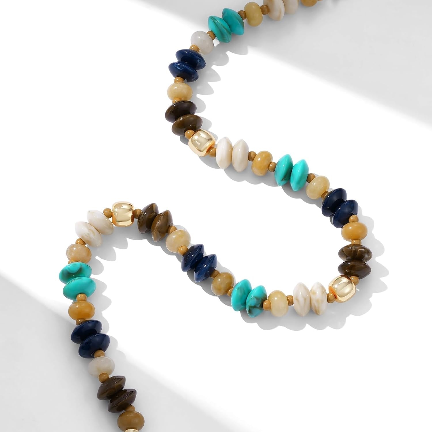 image:imageKissYan Chunky Resin Beaded Necklace for Women with Natural StoneMisty Brown