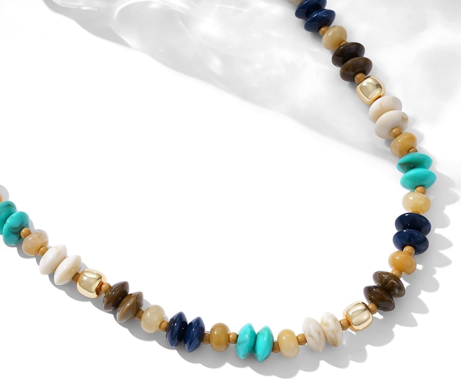 image:imageKissYan Chunky Resin Beaded Necklace for Women with Natural StoneMisty Brown