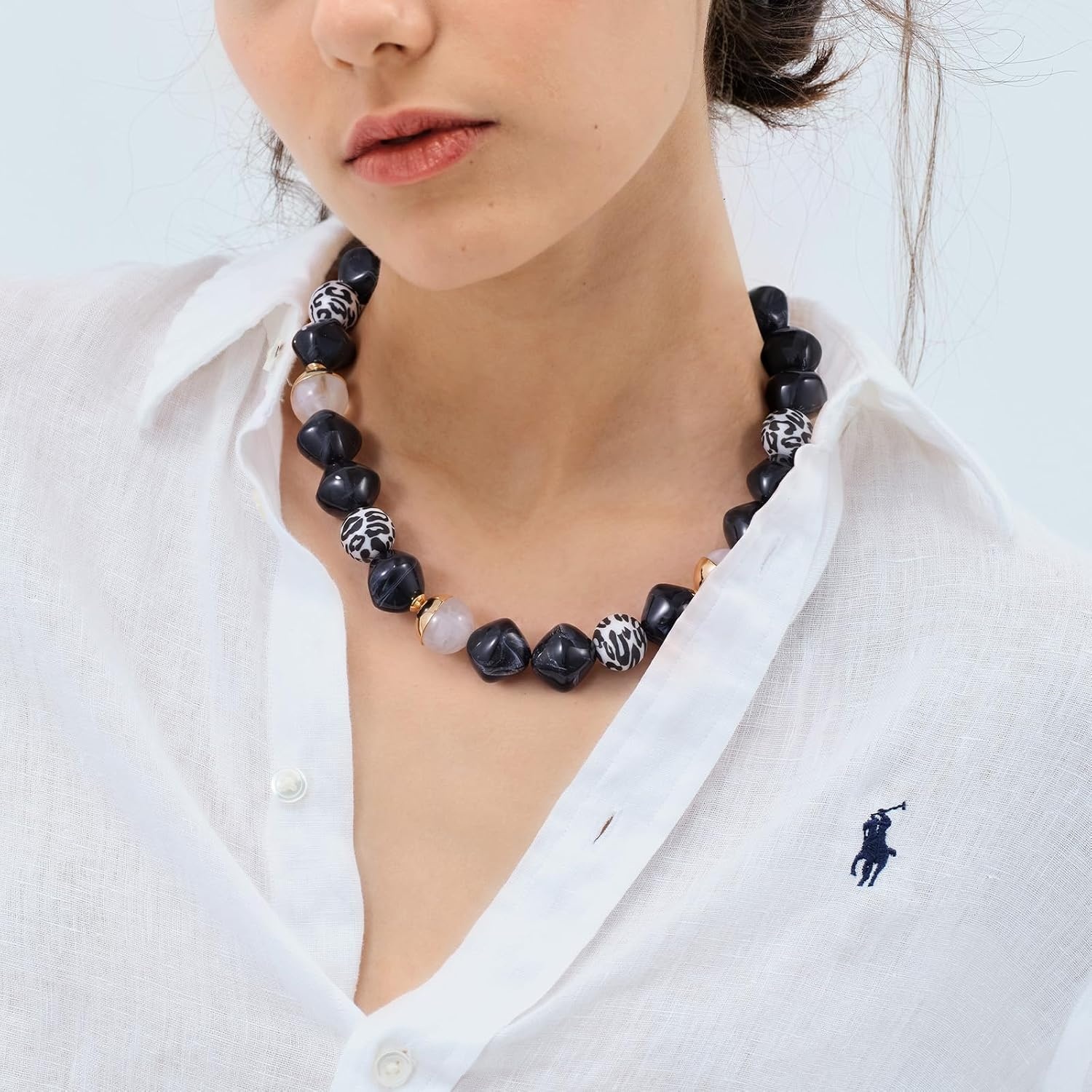 image:imageKissYan Chunky Resin Beaded Necklace for WomenInk Black