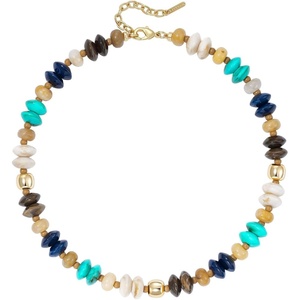 KissYan Chunky Resin Beaded Necklace for Women with Natural Stone(Misty Brown)