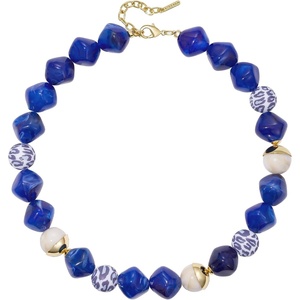KissYan Chunky Resin Beaded Necklace for Women(Sapphire Blue)