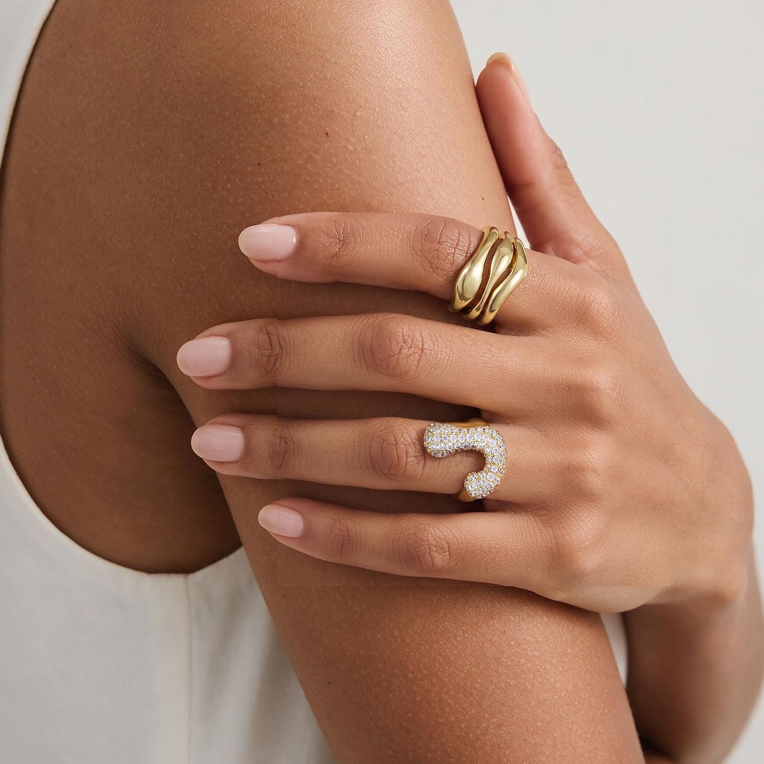 image:imageKissYan 14K Gold Plated Chunky Rings for Women
