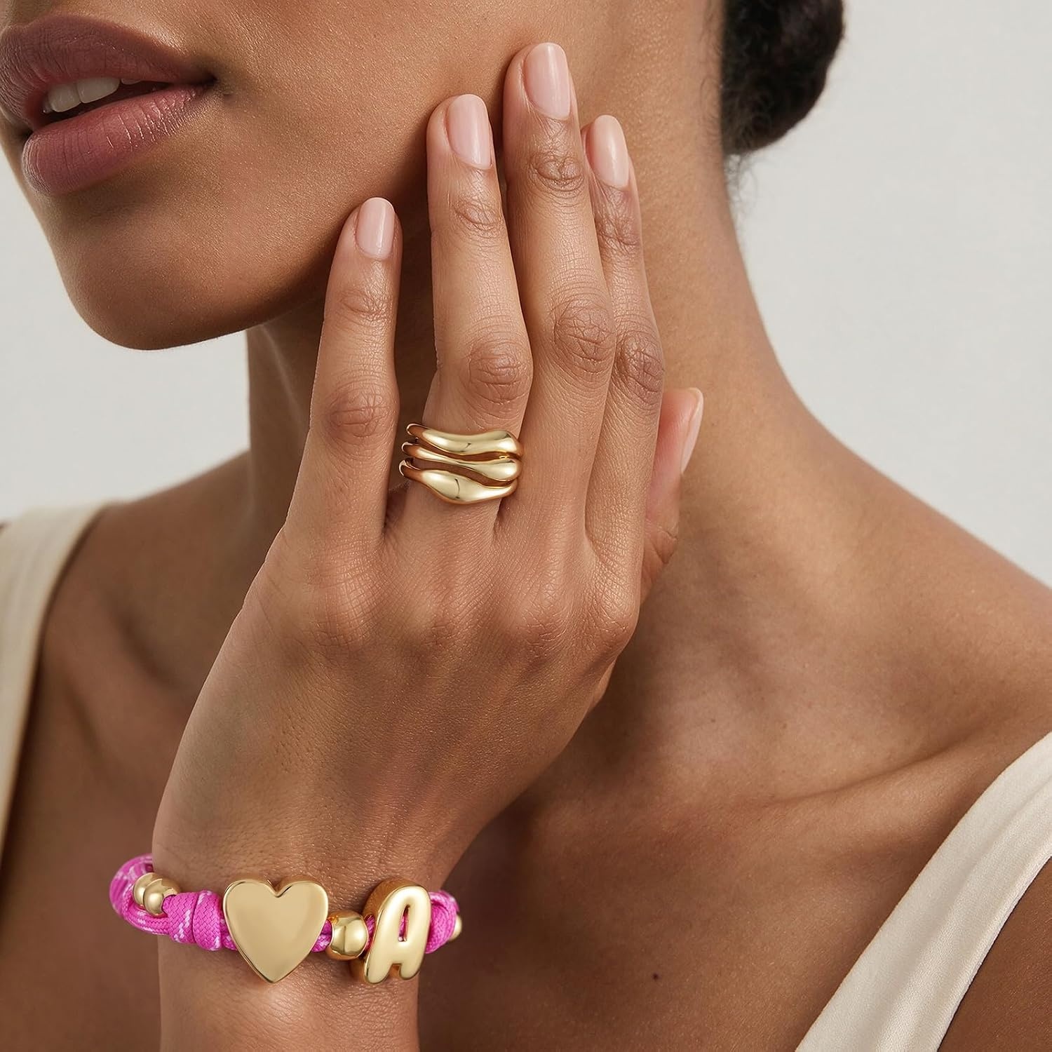 image:imageKissYan 14K Gold Plated Chunky Rings for Women